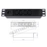 10" 1U 4-Way IEC C13 Horizontal PDU – Detachable Input, Unswitched
