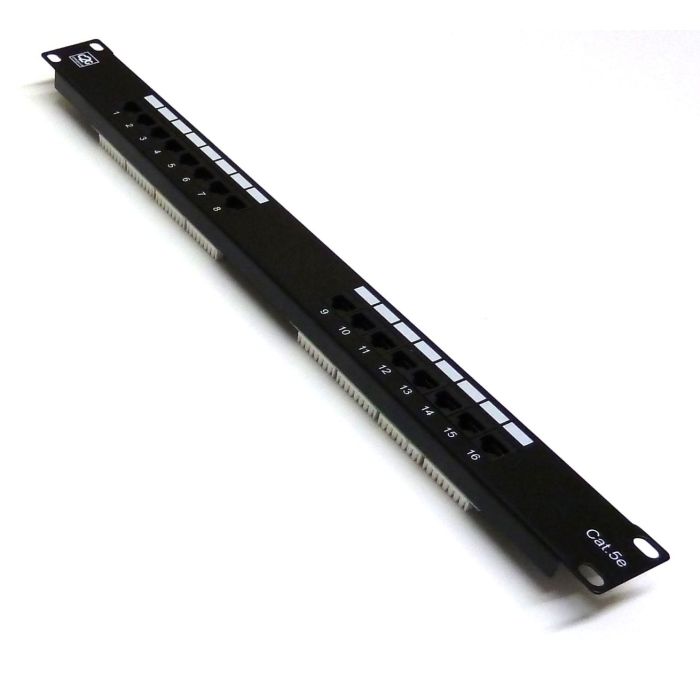 19" 1U 16 Port Cat5e Patch Panel