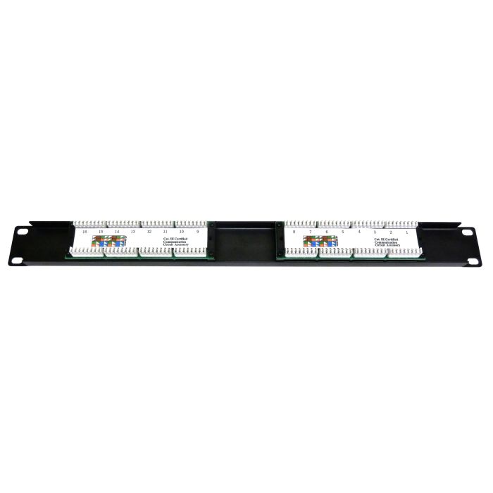 19" 1U 16 Port Cat5e Patch Panel