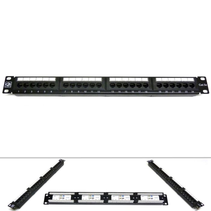 19" 1U 24 Port Cat5e Patch Panel