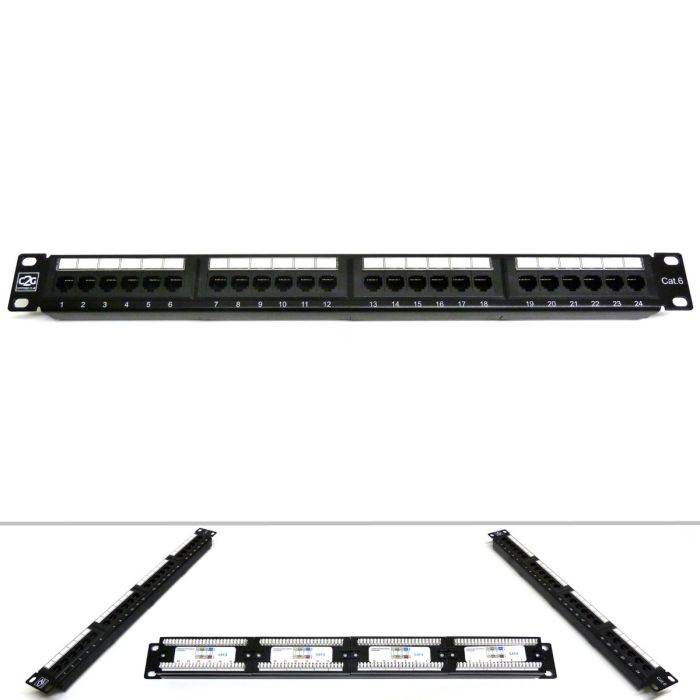 19" 1U 24 Port Cat6 Patch Panel