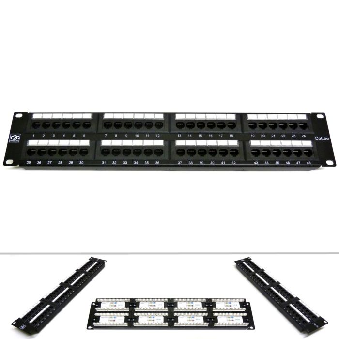 19" 2U 48 Port Cat5e Patch Panel