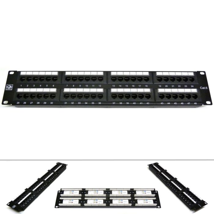 19" 2U 48 Port Cat6 Patch Panel