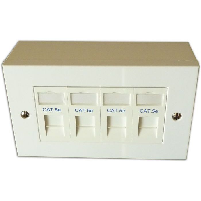 Cat6 4-Way Data Outlet Kit with Backbox