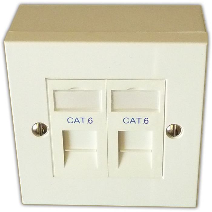 Cat6 2-Way Data Outlet Kit with Backbox