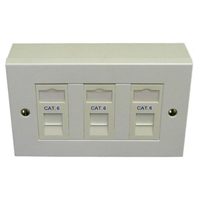 Cat6 3-Way Data Outlet Kit with Backbox