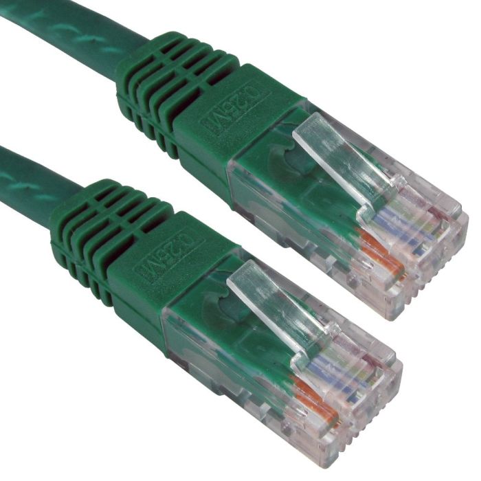 0.12m green Cat 6 U/UTP copper patch lead with moulded RJ45 connectors