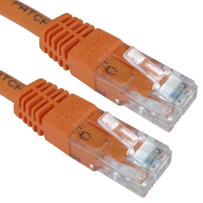 10m orange Cat 6 U/UTP copper patch lead with moulded RJ45 connectors
