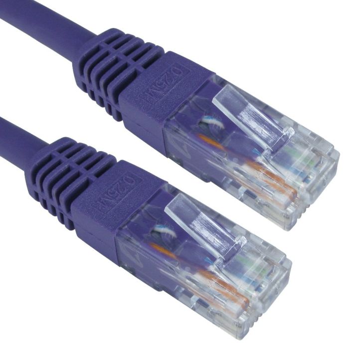 0.12m purple Cat 6 U/UTP copper patch lead with moulded RJ45 connectors