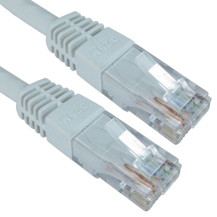 0.12m white Cat 6 U/UTP copper patch lead with moulded RJ45 connectors