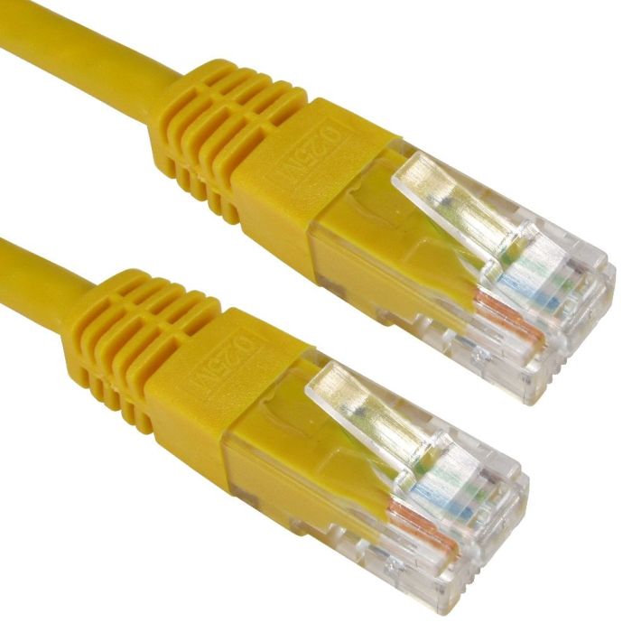0.12m yellow Cat 6 U/UTP copper patch lead with moulded RJ45 connectors