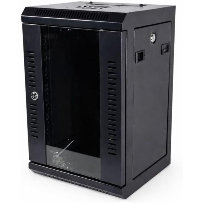 12U 300mm Deep 10" P Series Miniline Data Cabinet - Black - Ready Assembled