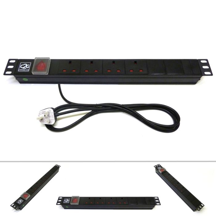 19" 1U 4-Way UK Horizontal PDU