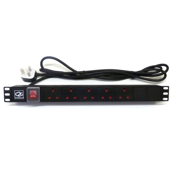 19" 1U 5-Way UK Horizontal PDU