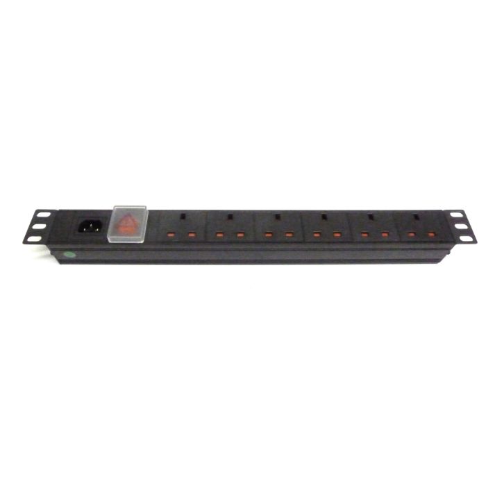 19" 1U 6-Way UK Horizontal PDU – Fused, Detachable Input