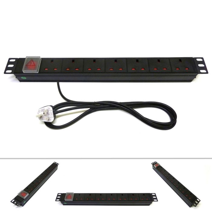 19" 1U 7-Way UK Horizontal PDU
