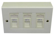Cat6 3-Way Data Outlet Kit with Backbox