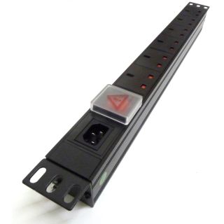 19" 1U 6-Way UK Horizontal PDU – Fused, Detachable Input