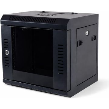 6U 300mm Deep 10" P Series Miniline Data Cabinet - Black - Ready Assembled