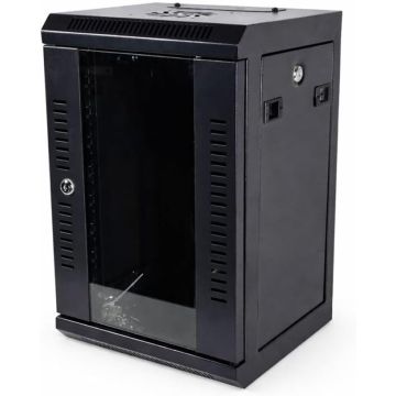 9U 300mm Deep 10" P Series Miniline Data Cabinet - Black - Ready Assembled