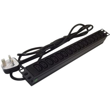 19" 1U 16-Way IEC C13 Horizontal PDU – Unswitched