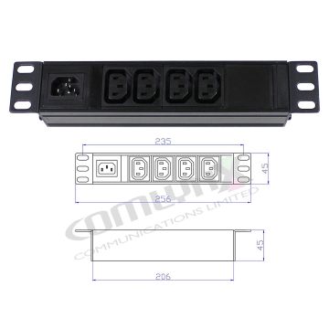 10" 1U 4-Way IEC C13 Horizontal PDU – Detachable Input, Unswitched