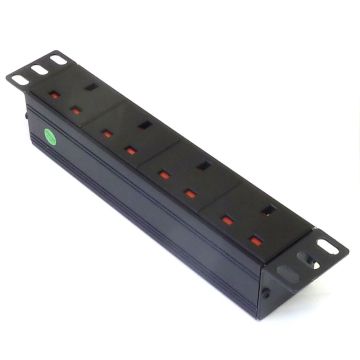 10" 1U 4-Way UK Horizontal PDU – Bracket Entry