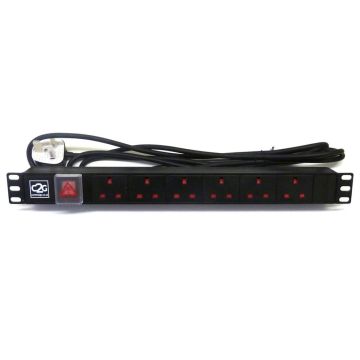 19" 1U 6-Way UK Horizontal PDU
