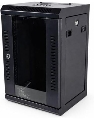 12U 300mm Deep 10" P Series Miniline Data Cabinet - Black - Ready Assembled
