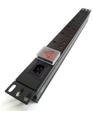 19" 1U 6-Way UK Horizontal PDU – Fused, Detachable Input