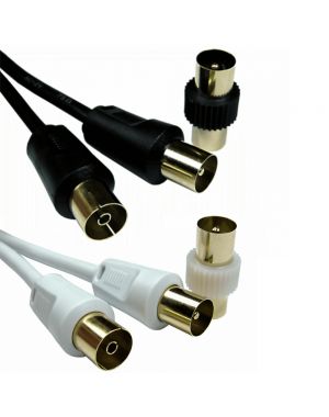 Male to Female Coaxial TV Aerial Lead & Coupler - 0.5M - 10M Black/White