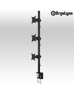 Ergolynx Heavy Duty Clamp Type Monitor Pole - 3 Screens, 1 Knuckle